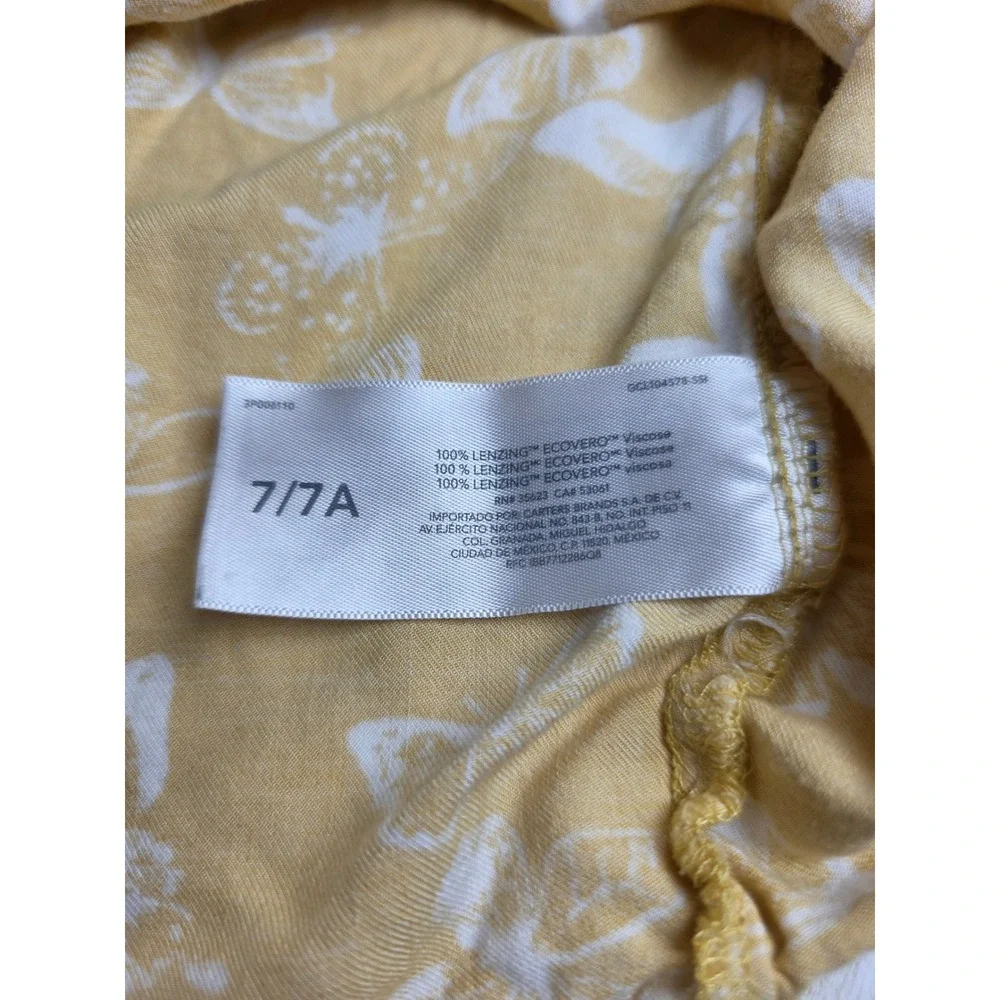 OshKosh Bgosh Girls Yellow Butterfly Dress Boho Cottagecore Viscose Size 7 7A